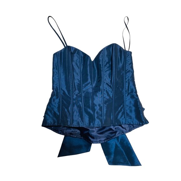 Per Una 36 Size  8 Navy Corset Top With Bow Detail & Spaghetti Straps - Picture 2 of 5